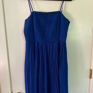 cobalt blue, pleated dress, Lands End, size 12